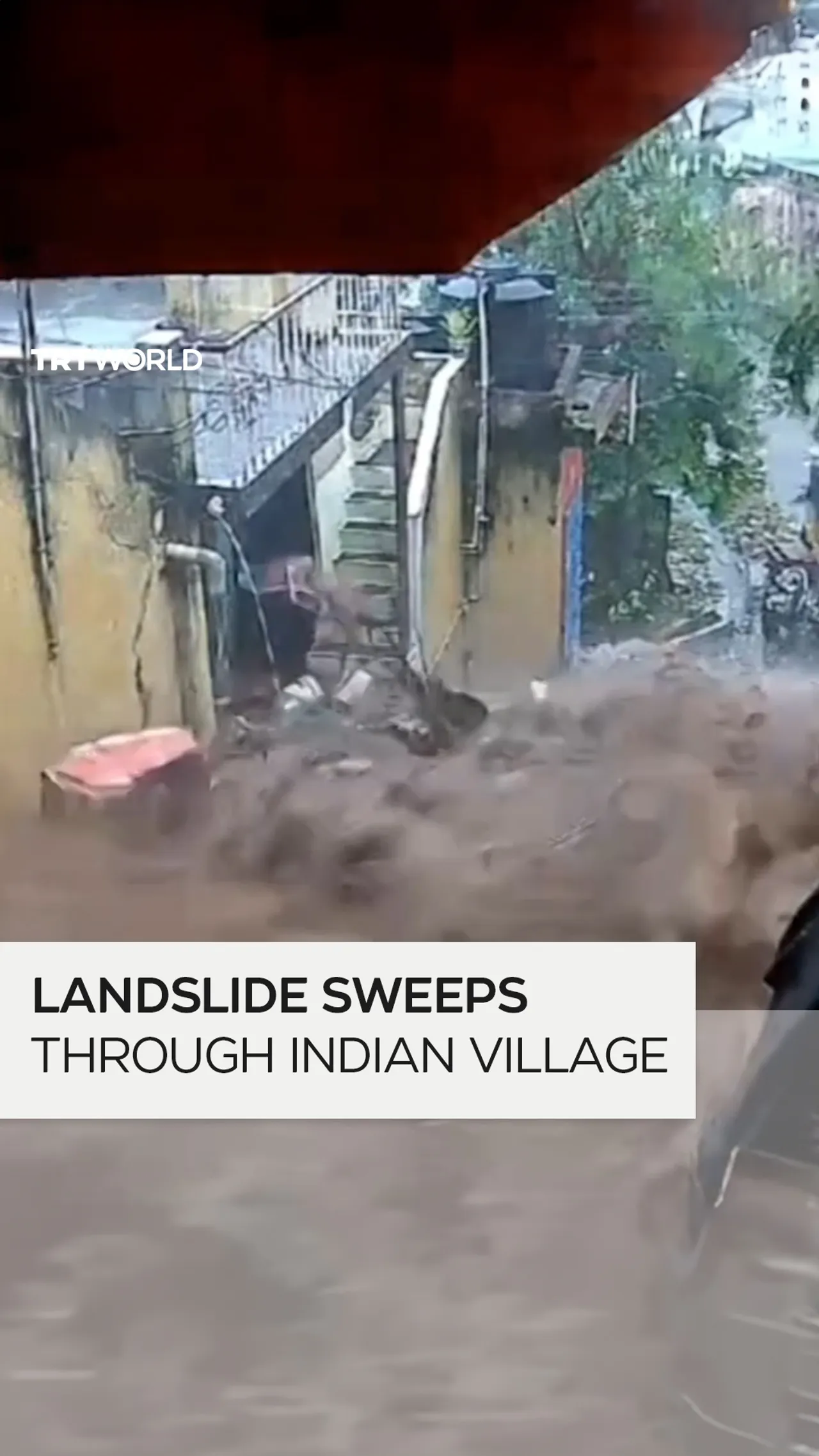 Footage captures moment landslide sweeps through Indian village